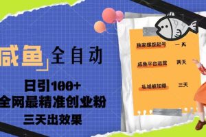 23年咸鱼全自动暴力引创业粉课程，日引100 三天出效果