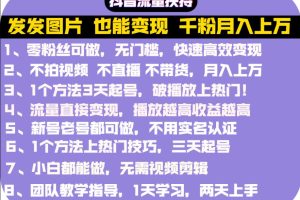 抖音发图就能赚钱：千粉月入上万实操文档，全是干货