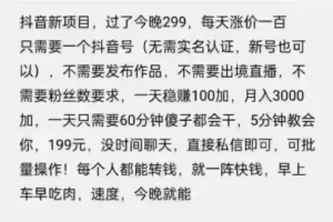 摸鱼思维·抖音新项目，一天稳赚100 ，亲测有效【付费文章】