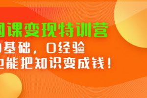 网课变现特训营，0基础，0经验也能把知识变成钱