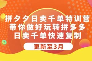 拼夕夕日卖千单特训营，带你做好玩转拼多多，日卖千单快速复制 (更新至3月)