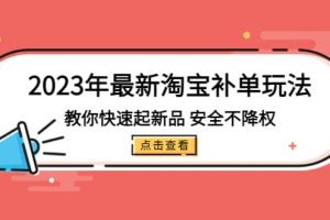 2023年最新淘宝补单玩法，教你快速起·新品，安全·不降权（18课时）