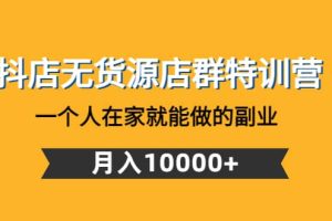 抖店无货源店群特训营：一个人在家就能做的副业