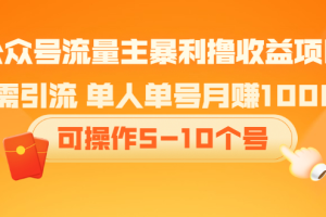 公众号流量主暴利撸收益项目，空闲时间操作