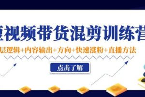 短视频带货混剪训练营：底层逻辑 内容输出 方向 快速涨粉 直播方法！