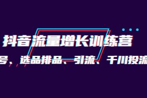 月销1.6亿实操团队·抖音流量增长训练营：起号、选品排品、引流 千川投流等