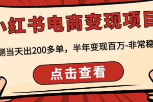 小红书电商变现项目：实测当天出200多单