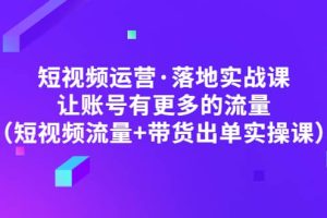 短视频运营·落地实战课 让账号有更多的流量（短视频流量 带货出单实操）