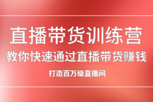 直播带货训练营，教你快速通过直播带货赚钱，打造百万级直播间