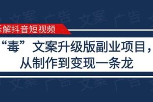 拆解抖音短视频：“毒”文案升级版副业项目，从制作到变现（教程 素材）