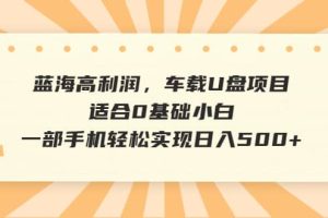 蓝海高利润，车载U盘项目，适合0基础小白，一部手机轻松实现日入500