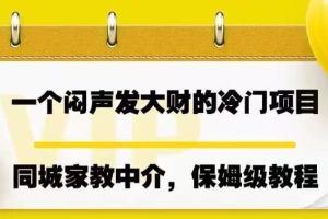 一个闷声发大财的冷门项目，同城家教中介，操作简单，一个月变现7000 ，保姆级教程