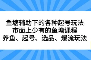 鱼塘辅助下的各种起号玩法，市面上少有的鱼塘课程，养鱼、起号、选品、爆流玩法