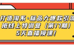 打造淘系·标品大爆款引流班线上特训营5天直播授课！