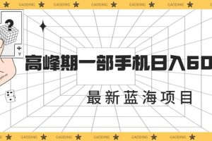 最新蓝海项目，一年2次爆发期，高峰期一部手机日入6000 （素材 课程）