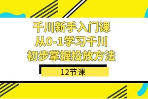 千川-新手入门课，从0-1学习千川，初步掌握投放方法（12节课）