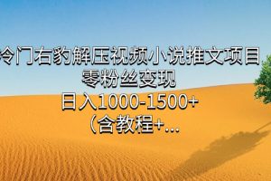 冷门右豹解压视频小说推文项目，零粉丝变现，日入1000-1500 （含教程）