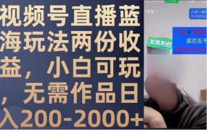 视频号直播蓝海玩法两份收益，小白可玩，无需作品日入200-2000