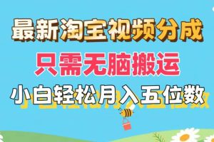 最新淘宝视频分成，只需无脑搬运，小白也能轻松月入五位数，可矩阵批量...