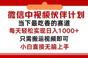 微信中视频伙伴计划，仅靠搬运就能轻松实现日入500+，关键操作还简单，...