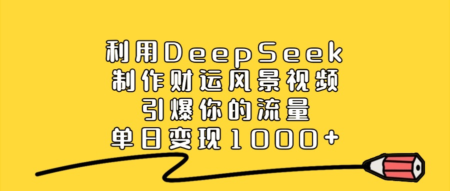 利用DeepSeek制作财运风景视频，引爆你的流量，单日变现1000+