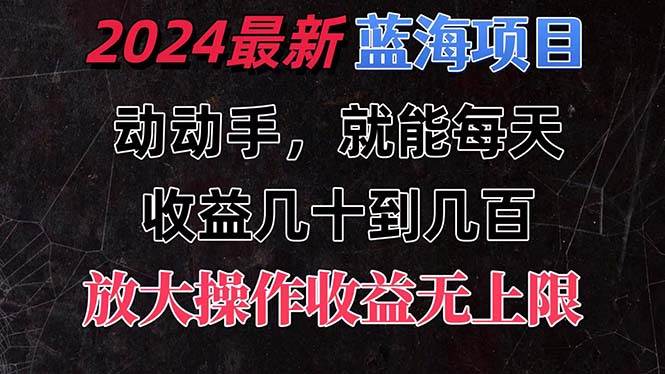 有手就行的2024全新蓝海项目，每天1小时收益几十到几百，可放大操作收...